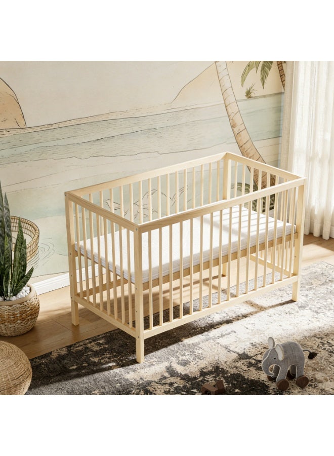 MEICI BABY Natural Wooden Baby Cot Bed With 4cm Mattress，Baby Crib，Convertible Cot，Baby Crib，3 Adjustable Bed Base Positions (120x60（Including Mattress）) - Image 3